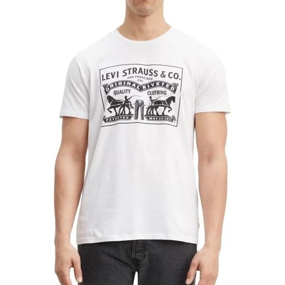 Levi's Men's Size Medium White Two Horse Graphic T-Shirt Cotton